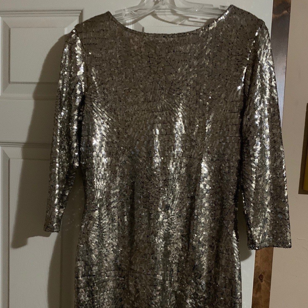 Gold sequin cocktail dress. Large.